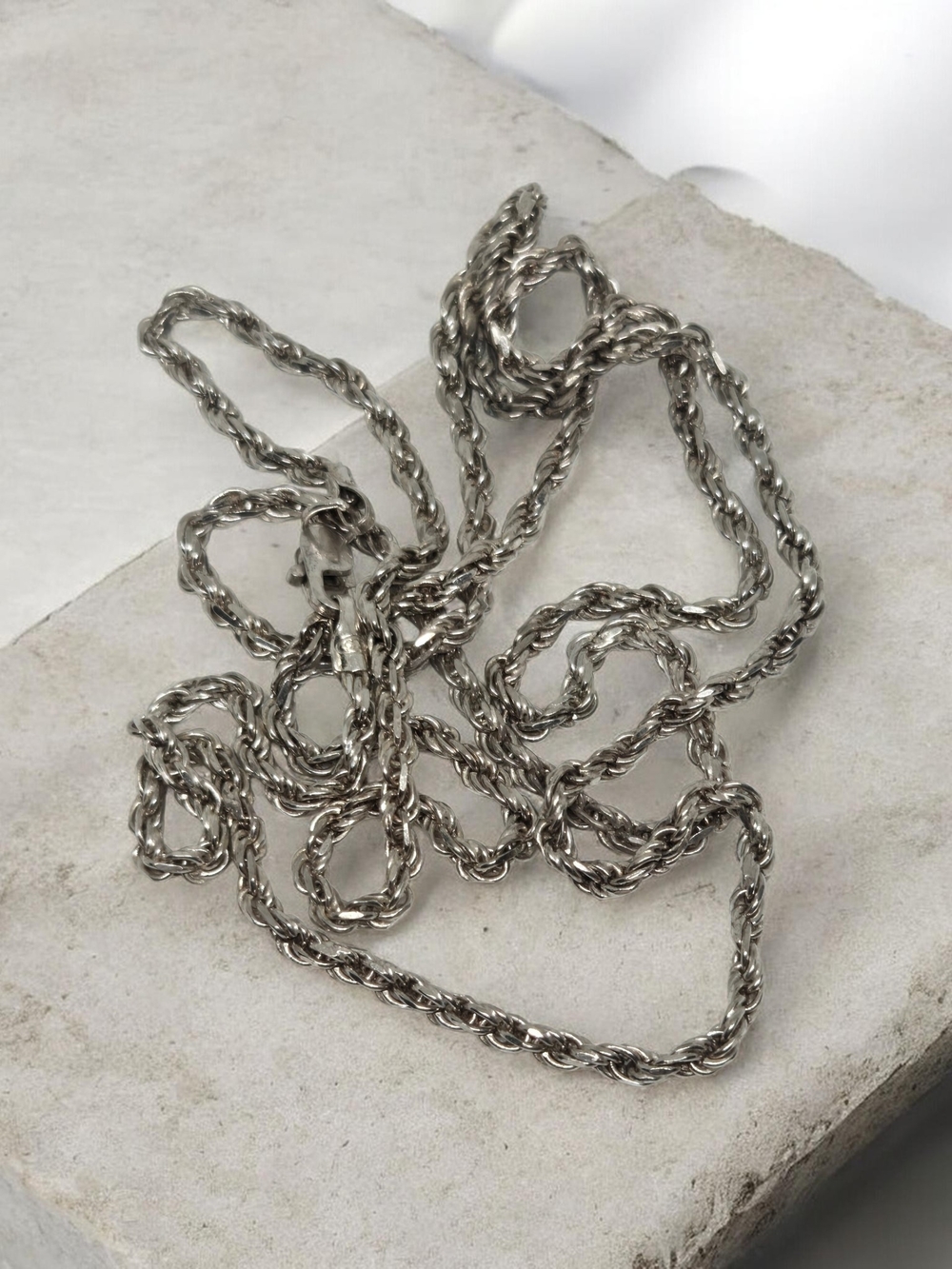 David Yurman 925 Sterlinh Silver Twisted Rope Chain Necklace Weight 9.50gm 24"